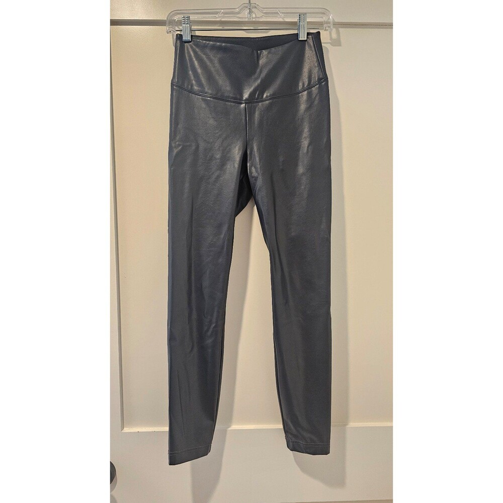WHBM Vegan Leather Runway Leggings Navy Blue 2S Petite 2 Short